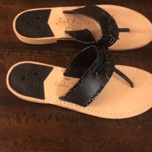 Black bow leather sandals, never been worn!!